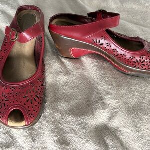 croft & barrow Red Peep-Toe Mary Jane Wedge Sandals